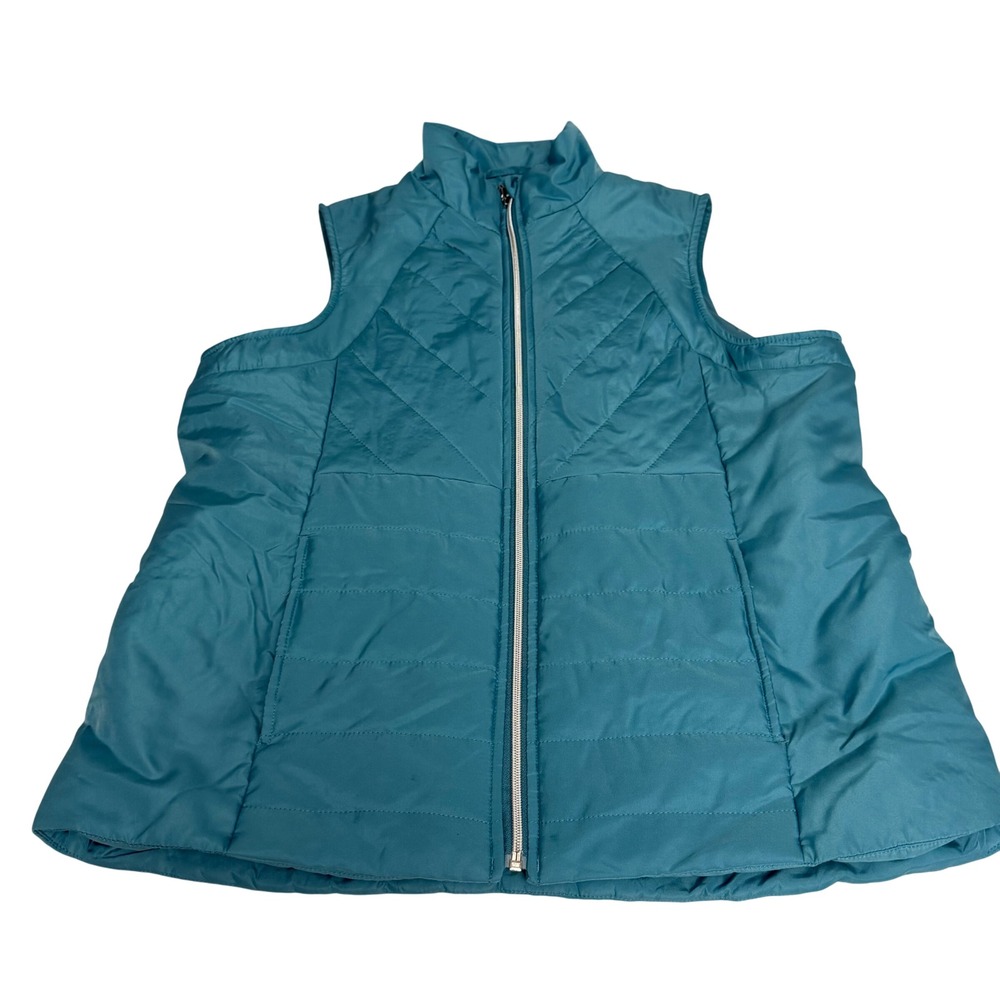 Northern Reflections Womens Teal Blue Quilted Puffer Vest Mock Neck Size L